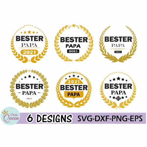 Plotterdatei Bester Papa 2021 im Kranz SVG DXF PDF SVG