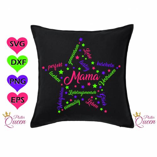 Plotterdatei Stern Mama SVG DXF PDF SVG