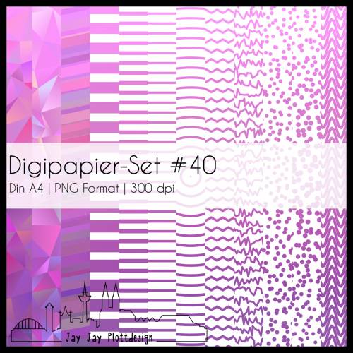 Digipapier Set #40 (lila) abstrakte und geometrische Formen zum ausdrucken, plotten, scrappen, basteln und mehr