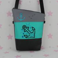 pinkeSterne ☆ Handtasche Umhängetasche Schultertasche Stickerei Handmade Anker Maritim Sterne