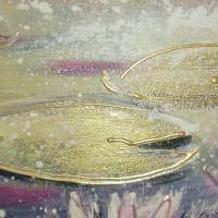 WHISPERING WATERLILIES - abstraktes Acrylgemälde aus meiner Serie "Magic Waterlily Ponds" 90cm x 30cm Bild 4