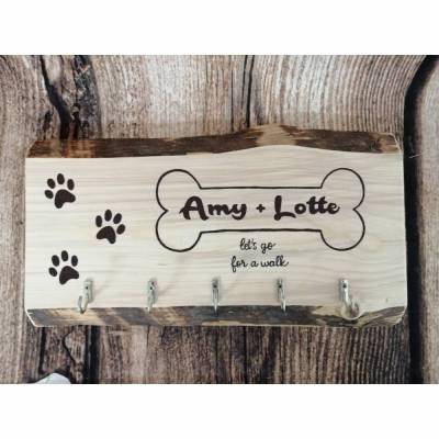 Leineparkplatz für Leine und Geschirr Hundegarderobe Leinenhalter Hund Geschenk Geburtstag personalisiert
