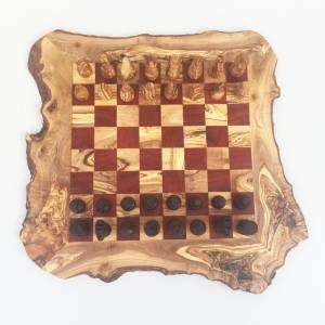 Schachspiel rustikal, Schachbrett Gr. XL inkl. Schachfiguren, handgefertigt aus Olivenholz, Geschenk. Bild 2