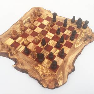 Schachspiel rustikal, Schachbrett Gr. XL inkl. Schachfiguren, handgefertigt aus Olivenholz, Geschenk. Bild 9