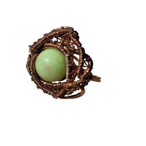 Ring grün mit Quarz hellgrün in wirework kupfer Größe 60 Innendurchmesser 19,5 Millimeter zum hippy boho look
