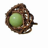 Ring grün mit Quarz hellgrün in wirework kupfer Größe 60 Innendurchmesser 19,5 Millimeter zum hippy boho look Bild 3