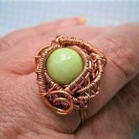 Ring grün mit Quarz hellgrün in wirework kupfer Größe 60 Innendurchmesser 19,5 Millimeter zum hippy boho look Bild 4