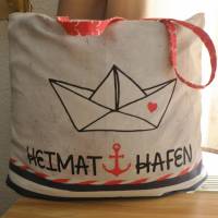 Shopper Bag XXL /  Stofftasche / Strandtasche / der ideale Alltagsbegleiter im maritimen Style - " Heimathafen" Bild 1