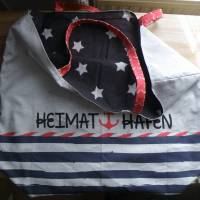 Shopper Bag XXL /  Stofftasche / Strandtasche / der ideale Alltagsbegleiter im maritimen Style - " Heimathafen" Bild 2