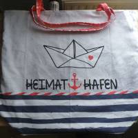 Shopper Bag XXL /  Stofftasche / Strandtasche / der ideale Alltagsbegleiter im maritimen Style - " Heimathafen" Bild 3