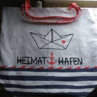 Shopper Bag XXL /  Stofftasche / Strandtasche / der ideale Alltagsbegleiter im maritimen Style - " Heimathafen" Bild 5