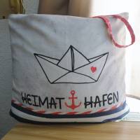 Shopper Bag XXL /  Stofftasche / Strandtasche / der ideale Alltagsbegleiter im maritimen Style - " Heimathafen" Bild 9