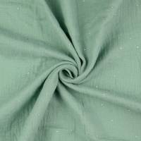 Musselin Double Gauze Baumwolle blassgrün mit silbernen Punkten (1m/10,00 €) Bild 1