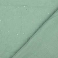 Musselin Double Gauze Baumwolle blassgrün mit silbernen Punkten (1m/10,00 €) Bild 2