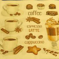 4 Servietten / Motivservietten / Kaffee / Süsses / Schokolade / Pralinen / Kaffee / Tee Motiv K 166 Bild 1