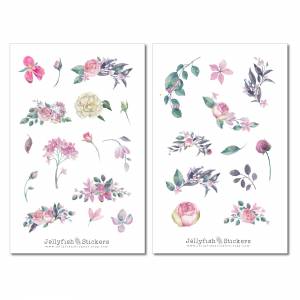 Dunkle Rosen Sticker Set | Florale Aufkleber | Journal Sticker | Blumen Sticker | Planer Sticker | Sticker Floral, Blume Bild 2