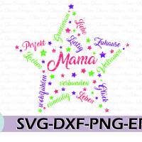 Plotterdatei Stern Mama Schreibschrift SVG DXF PDF SVG Bild 1