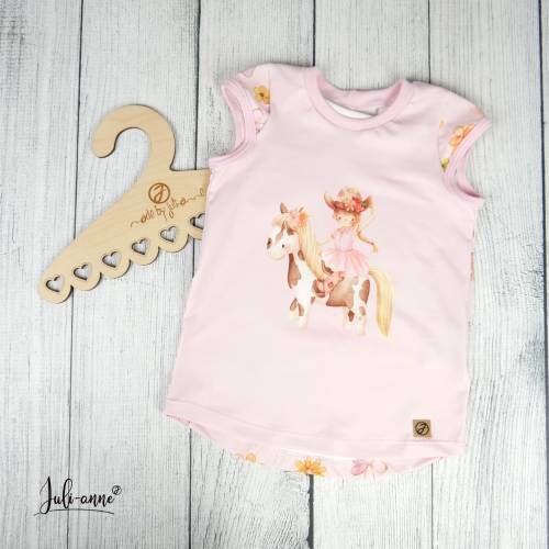 Shirt "Girls Top" Sommershirt mit Kappenärmel Pferde-Mädchen Cowgirl