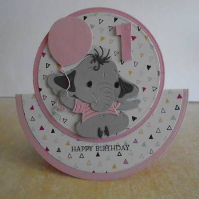 Schaukelkarte 1Geburtstag Glückwunschkarte Mädchen Geburtstag Elefant Rosa Kindergeburtstag