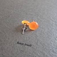Ohrstecker Katzenauge Perle orange silberfarben Ohrringe Bild 1