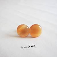 Ohrstecker Katzenauge Perle orange silberfarben Ohrringe Bild 2