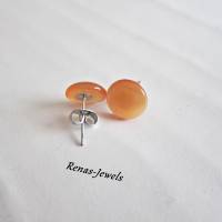 Ohrstecker Katzenauge Perle orange silberfarben Ohrringe Bild 3