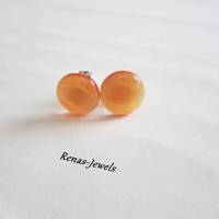 Ohrstecker Katzenauge Perle orange silberfarben Ohrringe Bild 4