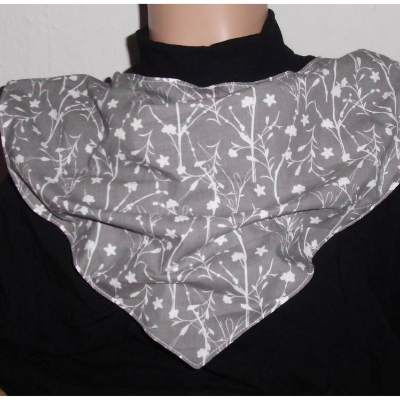 Halstuch Sabbertuch Speichelfänger Latz für Erwachsene grau mit Blumenmuster