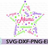 Plotterdatei Stern Mama verbunden SVG DXF PDF SVG Bild 1