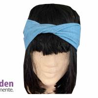 Haarband, gedreht, Stirnband, Sportband blau, Bio Aktivfaser Bild 2