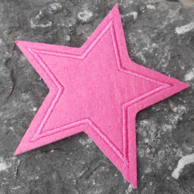 Stern Rosa Patch 7,5 cm – Aufnäher zum Aufbügeln für Kleidung & DIY