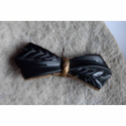 Antike Brosche Glas schwarz vintage