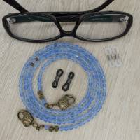 Wunderschöne Kette in blau für die Brille die Lesebrille  oder die Maske die Sonnenbrille im Motiv Rose Blume Fisch Bild 1