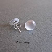 Ohrstecker Katzenauge Perle grau silberfarben Ohrringe Bild 1