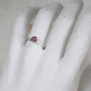 Ring mit rosa Turmalin oder Aquamarin Tropfen, Silber 925, Goldschmiedearbeit Bild 8