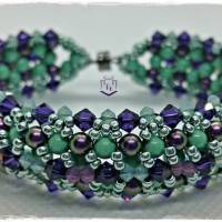 Tolles Armband in Jade und Purple handgefertigt mit Austrian Crystal und Miyuki Perlen mit Magnetverschluß. Einzelstück Bild 1