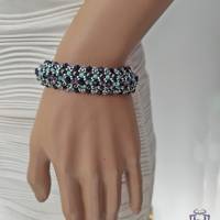 Tolles Armband in Jade und Purple handgefertigt mit Austrian Crystal und Miyuki Perlen mit Magnetverschluß. Einzelstück Bild 2