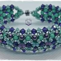 Tolles Armband in Jade und Purple handgefertigt mit Austrian Crystal und Miyuki Perlen mit Magnetverschluß. Einzelstück Bild 4