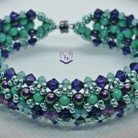 Tolles Armband in Jade und Purple handgefertigt mit Austrian Crystal und Miyuki Perlen mit Magnetverschluß. Einzelstück Bild 7