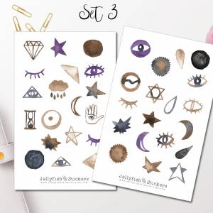 Alchemie und Magie Sticker Set | Aufkleber Mond | Journal Sticker | Sticker Wald | Bullet Journal Sticker, Mondphasen St Bild 6