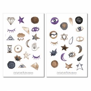 Alchemie und Magie Sticker Set | Aufkleber Mond | Journal Sticker | Sticker Wald | Bullet Journal Sticker, Mondphasen St Bild 7