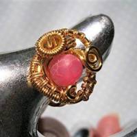 Ring pink Achat matt rosa als verstellbarer wirework Drahtschmuck goldfarben zum hippy look im boho chic Bild 3