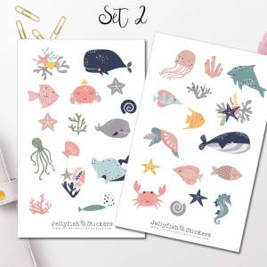 Meerjungfrauen Sticker Set | Journal Sticker | Planer Sticker | Sticker Meerestiere | niedliche Sticker | Sticker Fische Bild 4