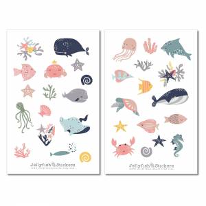 Meerjungfrauen Sticker Set | Journal Sticker | Planer Sticker | Sticker Meerestiere | niedliche Sticker | Sticker Fische Bild 5