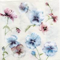 5 Servietten / Motivservietten / Stiefmütterchen blau - rosa  Blumen B 6 Bild 1