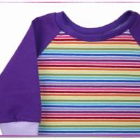 Regenbogen Shirt lila Ringel buntes Mitwachsshirt Bild 1