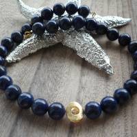 Lapis-Lazuli Halskette mit Designer Zwischenteil,Blaue Edelsteinkette,Handgefertigte Lapis-Lazuli Kette,Extravagant Bild 3