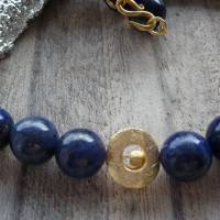 Lapis-Lazuli Halskette mit Designer Zwischenteil,Blaue Edelsteinkette,Handgefertigte Lapis-Lazuli Kette,Extravagant Bild 5