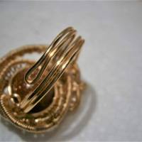Ring funkelnd braun Goldfluß rotbraun verstellbar handgewebt in wirework goldfarben Bild 6