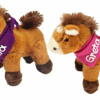 Kuscheltier Pony braun 15cm mit Namen am Halstuch - Personalisierte Schmusetiere für Jungen und Mädchen Bild 1